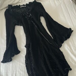Vintage 90s stunning crochet bell sleeve maxi dress